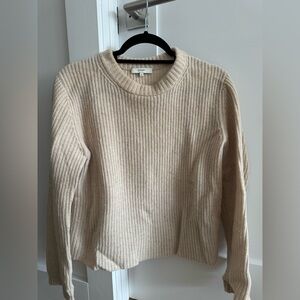 Vince Cream Ribbed Knit Sweater